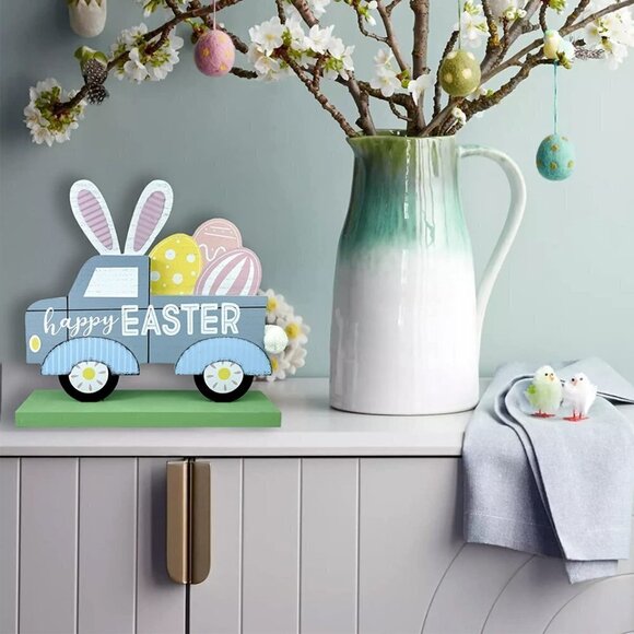 Happy Easter Decor Truck Wooden Decor / BRAND NEW - Picture 2 of 6